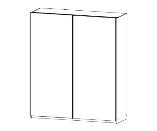 Rauch Essensa Metallic Grey with White Glass 2 Door Sliding Wardrobe with Carcass Coloured Handle with Vertical and Horizontal Trims (W181cm)