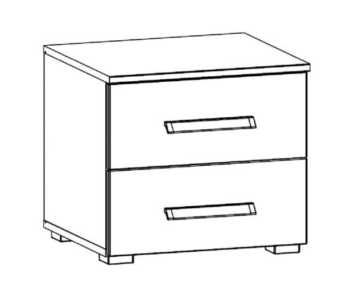 Rauch Essensa Metallic Grey with Basalt Glass Bedside Cabinet - 2 Drawer