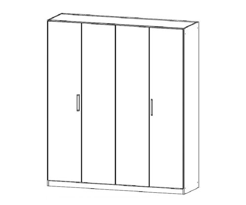 Rauch Essensa Sonoma Oak 4 Door Wardrobe with Carcass Coloured Short Handle (W181cm)