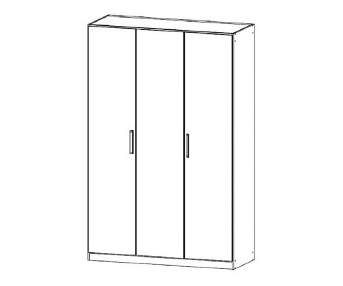 Rauch Essensa Sonoma Oak 3 Door Wardrobe with Chrome Coloured Short Handle (W136cm)