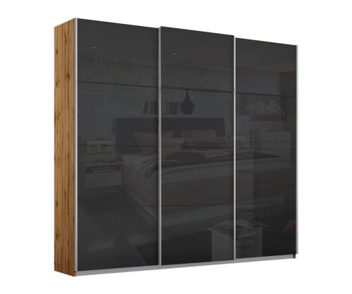 Rauch Kulmbach White Glass Front 3 Sliding 1 Glass Door Wardrobe with Aluminum Colour Handle Strips(W203cm)