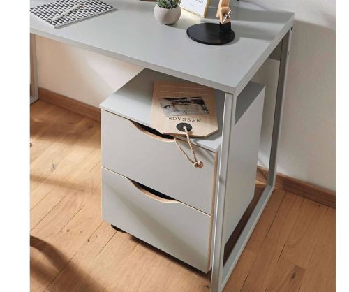 Rauch Lias Silk Grey 2 Drawer Chest On Castors with Application Artisan Oak Colour