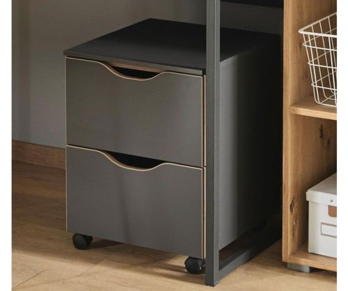 Rauch Lias Graphite 2 Drawer Chest On Castors with Application Artisan Oak Colour