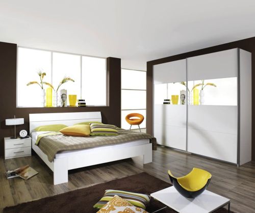 Rauch Quadra Part Mirror Front 2 Door Sliding Wardrobe with Carcase Colour Handle Strips(W181cm)