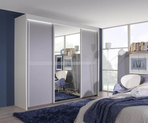 Rauch Ravello 3 Door 1 Mirror Sliding Wardrobe in Silk Grey - W 300cm H 235cm