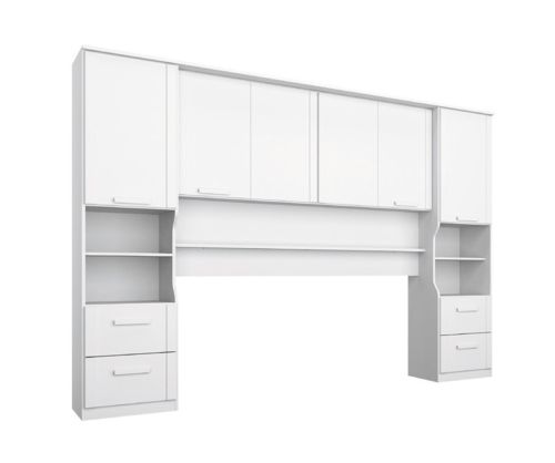 Rauch Rivera Alpine White Overbed for Beds with Wall Panel and Book Storage for Divan Beds (W 140cm x 190cm)