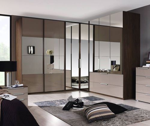 Rauch Zenaya Alpine White and White High Gloss Front 2 Mirror Door Corner Wardrobe