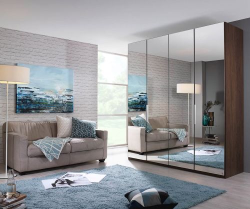 Rauch Zenaya Silk Grey 5 Mirror Door Wardrobe