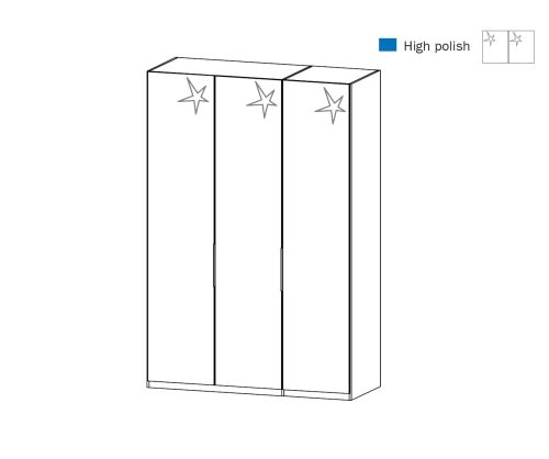 Rauch Zenaya Silk Grey and White High Gloss Front 3 Door Wardrobe