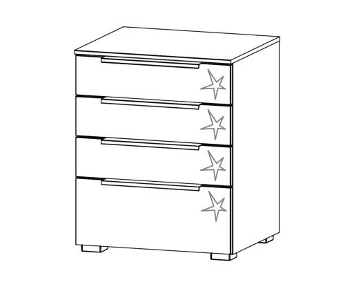 Rauch Zenaya Graphite Carcase with White High Gloss Front 4 Drawer Chest
