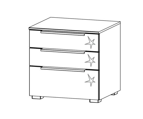 Rauch Zenaya Graphite Carcase and White High Gloss Front 3 Drawer Bedside Cabinet