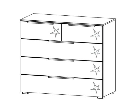 Rauch Zenaya Silk Grey Carcase with White High Gloss Front 5 Drawer Chest