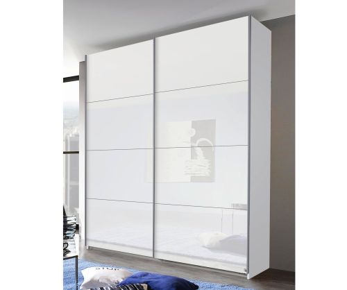 Rauch Zenaya Alpine White and White High Gloss Front 2 Sliding Door Wardrobe (W137cm)
