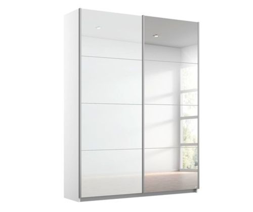 Rauch Zenaya Silk Grey and White High Gloss Front 2 Sliding Door 1 Mirror Wardrobe (W181cm)