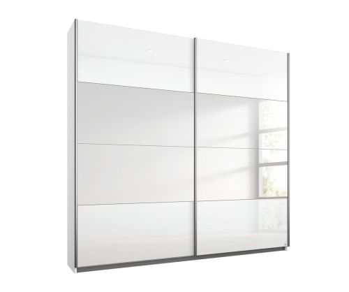 Rauch Zenaya Graphite and White High Gloss Front 2 Sliding Door 1 Mirror Wardrobe (W137cm)