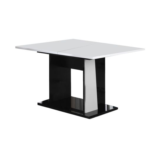 Ben Company Elisa White and Black Italian Extension Dining Table Only
