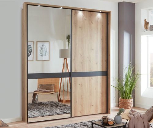 Wiemann Rialto Glass White Front 2 Door 1 Left Mirrored Sliding Door Wardrobe – W150cm