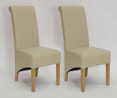 Homestyle GB Richmond Bone Matt Bonded Leather Dining Chair in Pair