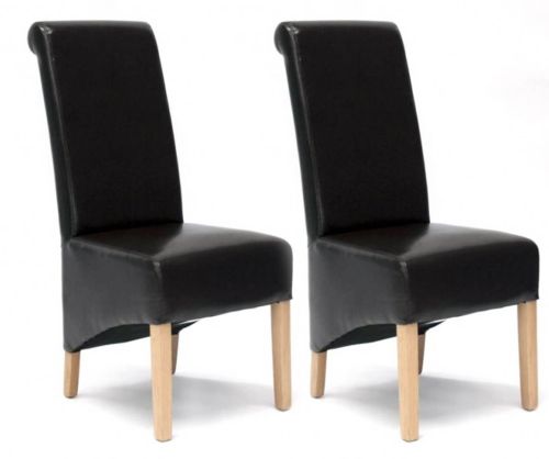 Homestyle GB Richmond Brown Bonded Leather Dining Chair in Pair