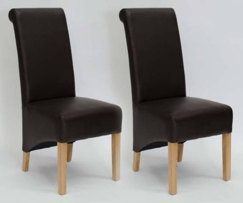 Homestyle GB Richmond Coco Matt Bonded Leather Dining Chair in Pair