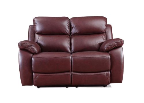 Rivoli Burgundy Leather Recliner 2 Seater Sofa