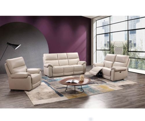 Furniture Link Rocco Chalk Leather Power Recliner 3+2+1 Sofa Set 