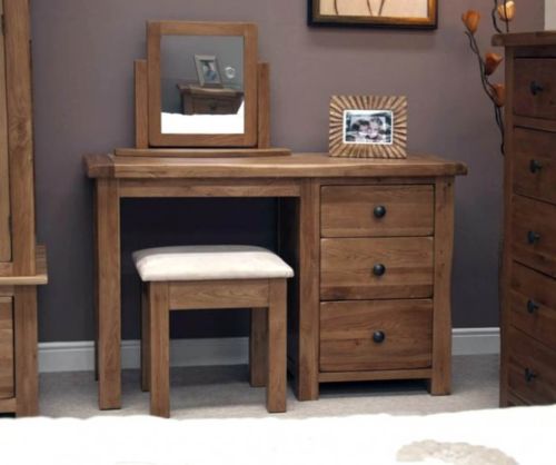 Homestyle GB Rustic Oak Dressing Table and Stool