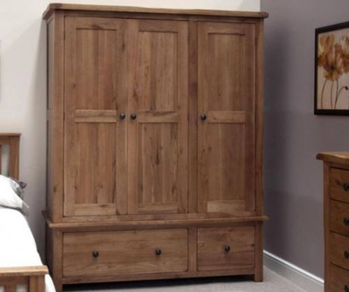 Homestyle GB Rustic Oak 3 Door Wardrobe
