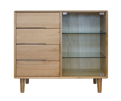 Homestyle GB Scandic Solid Oak Small Glazed Chest