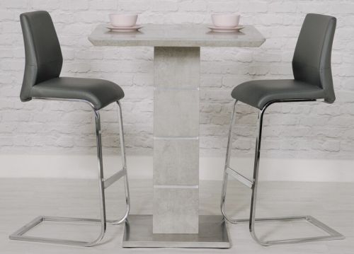Furniture Link Seattle Grey Faux Leather Dining Stool in Pair