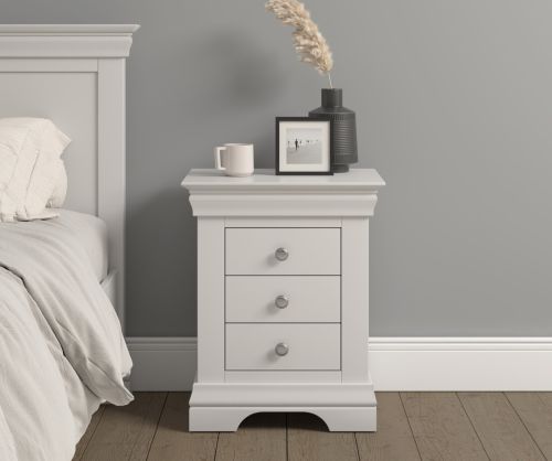Seconique Furniture  Bordeaux Ivory 3 Drawer Bedside 