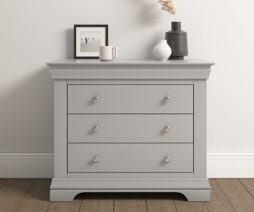  Seconique Furniture Bordeaux Pebble Grey 3 Drawer Chest  