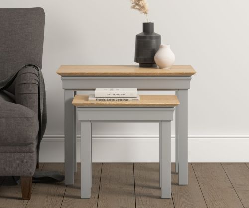 Seconique Furniture Bordeaux Nest Of 2 Tables -Pebble Grey 