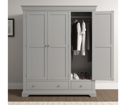 Seconique Furniture Bordeaux Pebble Grey 3 Door Wardrobe  