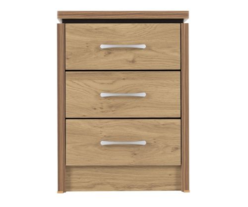  Seconique Furniture Charles 3 Drawer Bedside – Oak and  Walnut Effect 