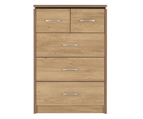 Seconique Furniture Charles 3+2 Drawer Chest – Oak and  Walnut Effect 