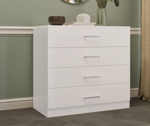 Seconique Furniture Dakota White 4 Drawer Chest 