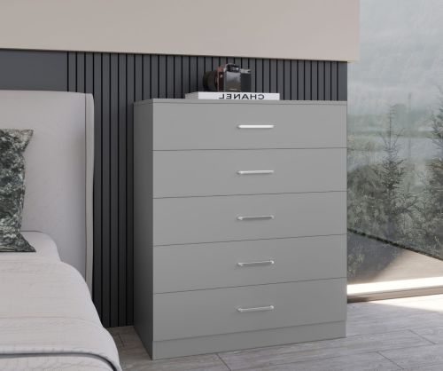 Seconique Furniture Dakota Light Grey 5 Drawer Chest