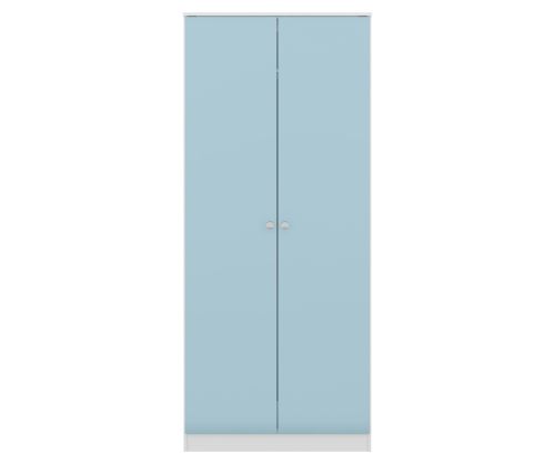  Seconique Furniture Denver White and Blue Gloss 2 Door Wardrobe