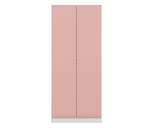  Seconique Furniture Denver White and Pink Gloss 2 Door Wardrobe