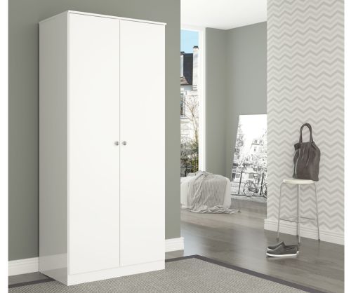  Seconique Furniture Denver White Gloss 2 Door Wardrobe