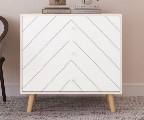 Seconique Furniture Dixie Dusty Grey and White 3 Drawer Chest 