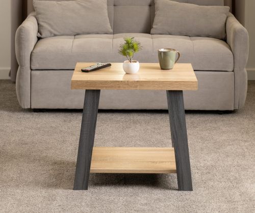 Seconique Furniture Eddie Grey Sonoma Effect Side Table  