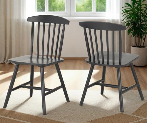  Seconique Furniture Emery Dark Grey Dining Chair in Pair