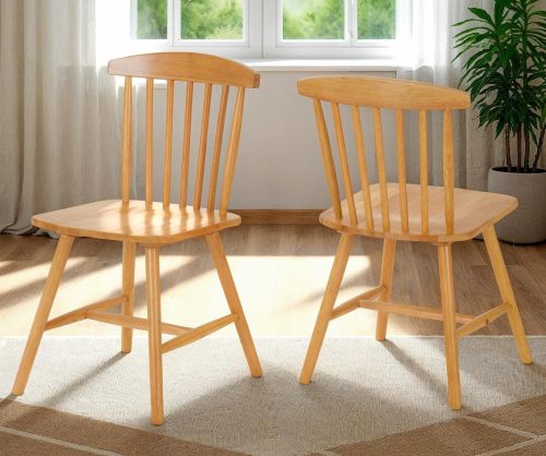 Seconique Furniture Emery Natural Oak Effect Dining Chair in Pair