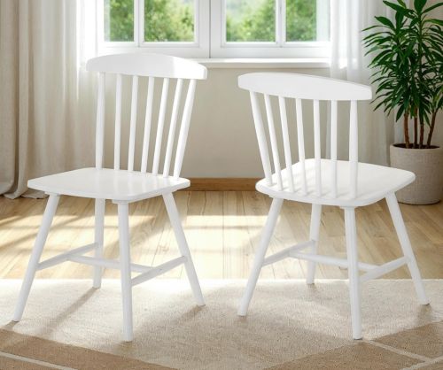  Seconique Furniture Emery White Dining Chair in Pair