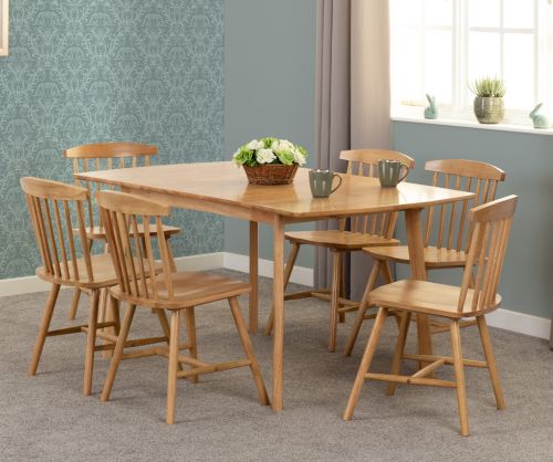  Seconique Furniture Emery Natural Oak Effect Extending Dining Set with 6 Chairs