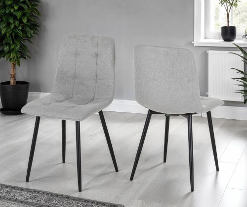  Seconique Furniture Fenton Light Grey Suede Fabric Dining Chair in Pair