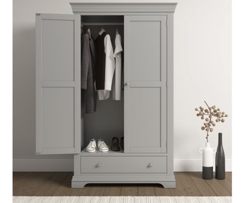 Seconique Furniture Bordeaux Pebble Grey 2 Door Wardrobe 