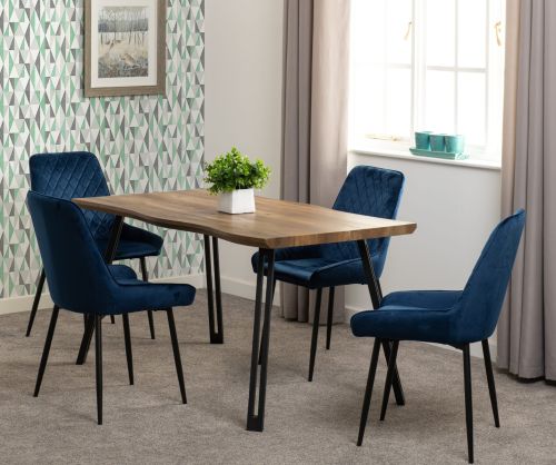  Seconique Furniture Quebec Wave Edge Medium Oak Effect & Black Dining Table Only 